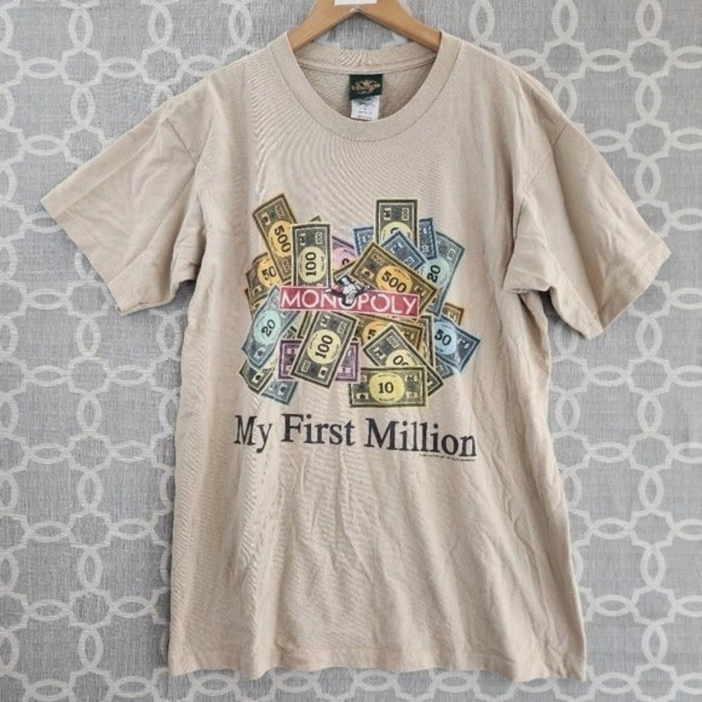 Vintage 96S  Monopoly My First Million Mine, Mine! Mine!! All Mine!!! T Shirt L